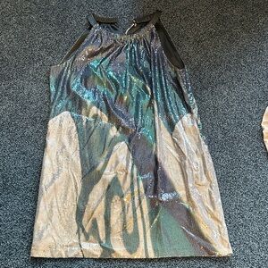 Tahari size 16 short Sequin Halter Dress